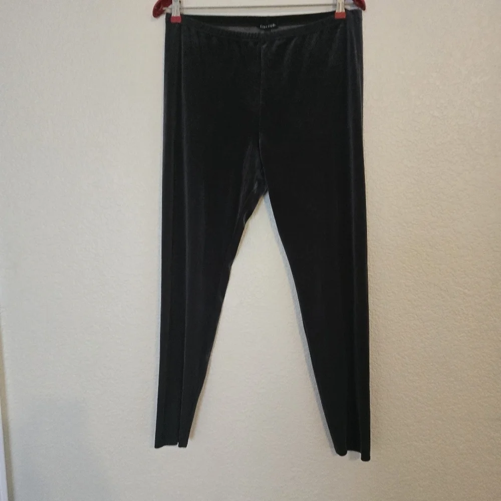 Eileen Fischer Stretch Velvet Knit Ankle Length Leggings Large Charcoal Gray - Picture 4 of 10